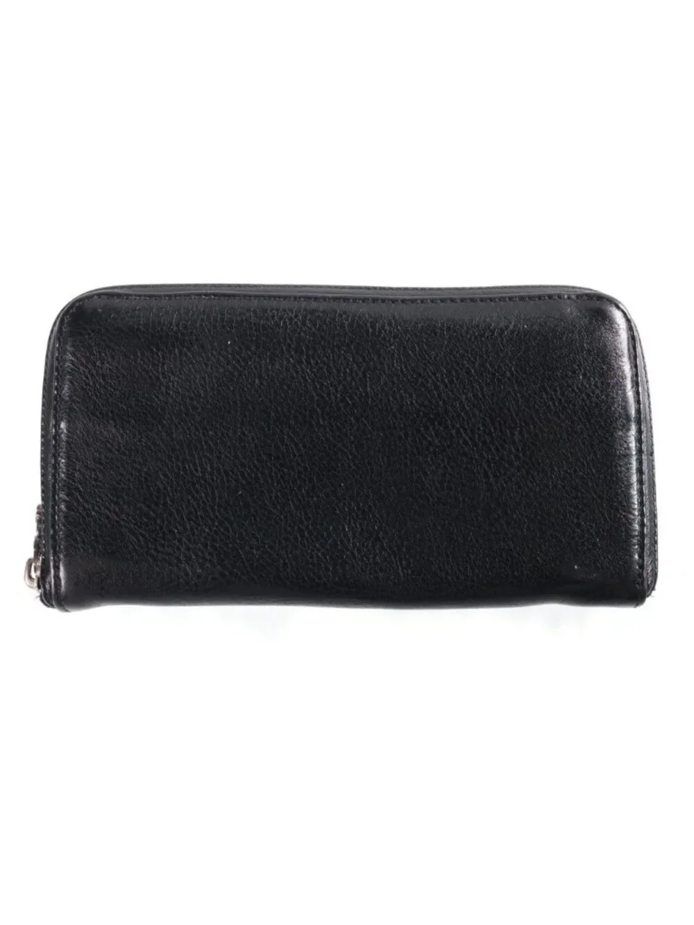 Chrome Hearts Rec Zip 3 Cross Round Zip Leather Wallet Black